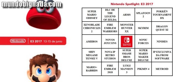 BingoNada da E3 2017 - Cartela da Nintendo e Expectativas do Evento Digital